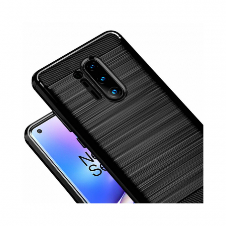 Husa Carbon Silicone pentru OnePlus 8 Pro, Negru [4]