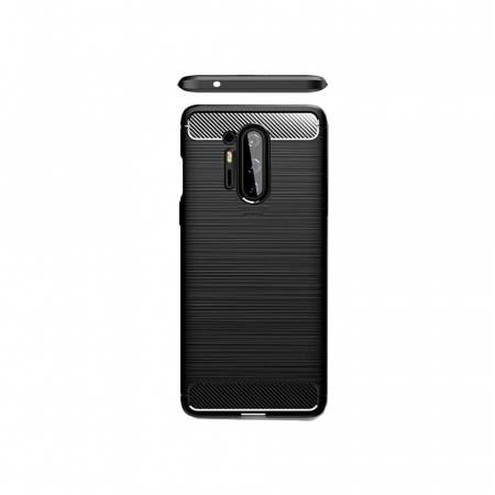 Husa Carbon Silicone pentru OnePlus 8 Pro, Negru [1]