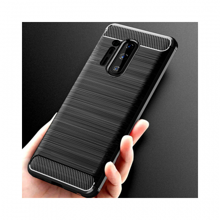 Husa Carbon Silicone pentru OnePlus 8 Pro, Negru [5]