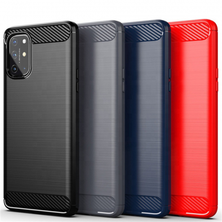 Husa Carbon Silicone pentru OnePlus 8T, Negru [5]
