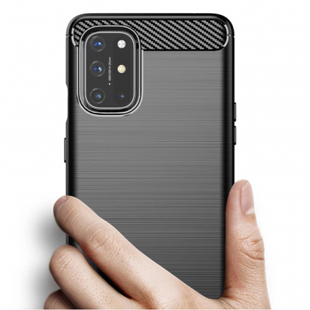 Husa Carbon Silicone pentru OnePlus 8T, Negru [1]