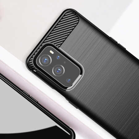 Husa Carbon Silicone pentru OnePlus 9 Pro, Negru [1]