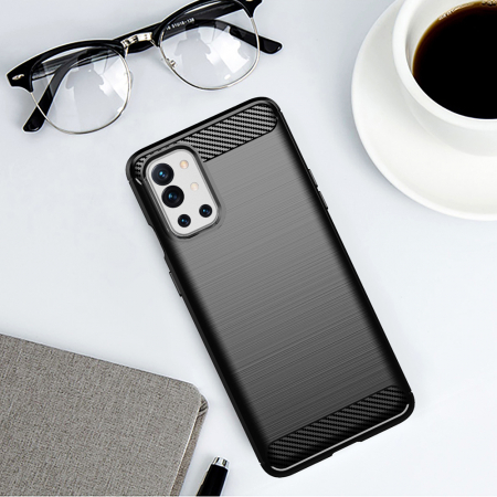 Husa Carbon Silicone pentru OnePlus 9R, Negru [3]