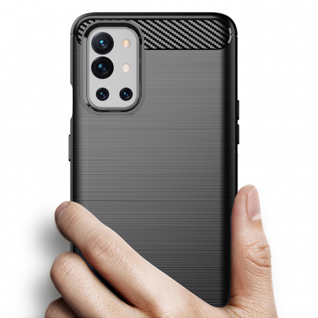 Husa Carbon Silicone pentru OnePlus 9R, Negru [1]