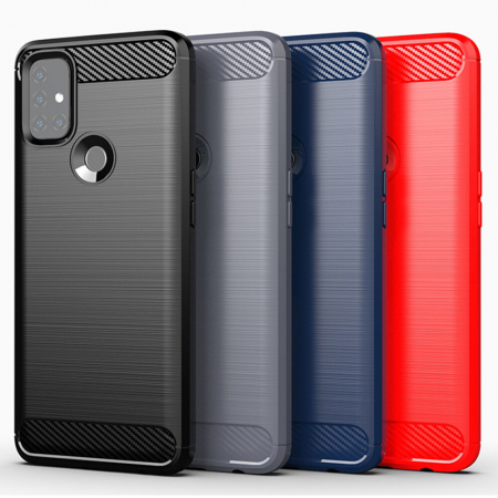 Husa Carbon Silicone pentru OnePlus Nord N10 5G, Negru [7]