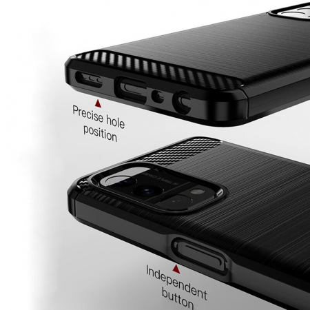 Husa Carbon Silicone pentru OPPO A54 5G / A74 5G, Negru [1]