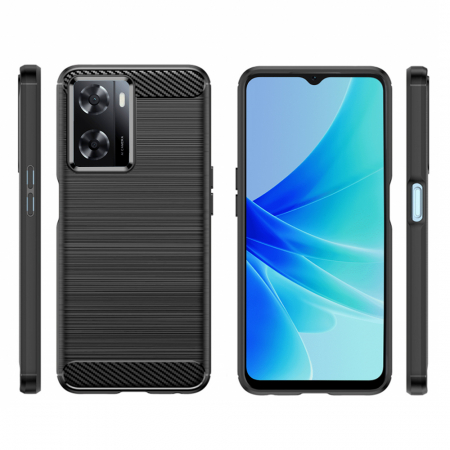Husa Carbon Silicone pentru OPPO A57 4G, Negru [3]