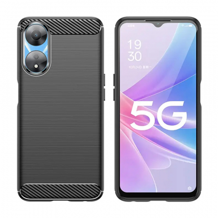 Oppo A78 5G - Husa Carbon Silicone pentru OPPO A78 5G, Negru