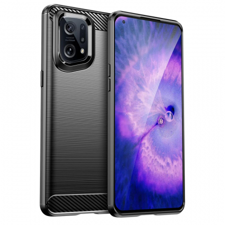 Oppo Find X5 5G - Husa Carbon Silicone pentru OPPO Find X5 5G, Negru