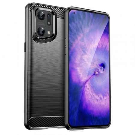 Oppo Find X5 Pro 5G - Husa Carbon Silicone pentru OPPO Find X5 Pro 5G, Negru