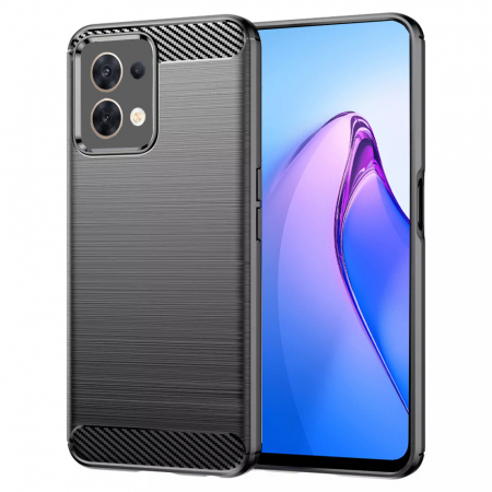 Oppo Reno8 5G - Husa Carbon Silicone pentru OPPO Reno8 5G, Negru