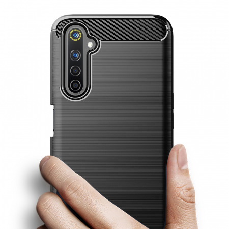 Husa Carbon Silicone pentru Realme 6 / 6S, Negru [1]