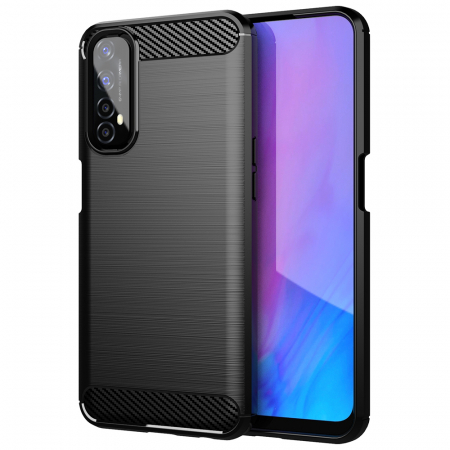 Realme 7 - Husa Carbon Silicone pentru Realme 7, Negru