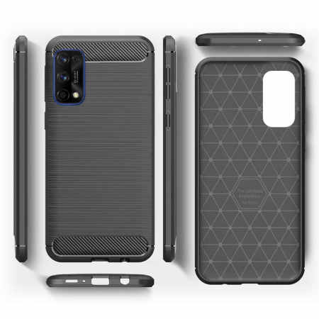 Husa Carbon Silicone pentru Realme 7 Pro, Negru [3]