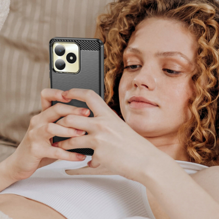 Husa Carbon Silicone pentru Realme C53, Negru [5]