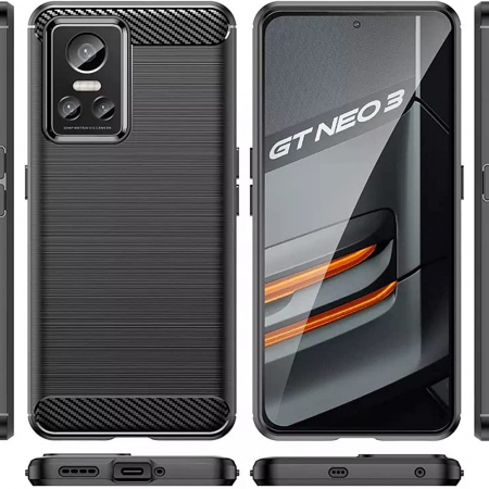 Husa Carbon Silicone pentru Realme GT Neo 3, Negru [1]