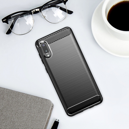 Husa Carbon Silicone pentru Samsung Galaxy A02, Negru [3]