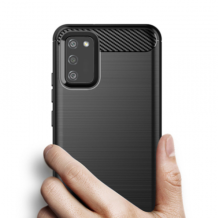 Husa Carbon Silicone pentru Samsung Galaxy A03s, Negru [1]