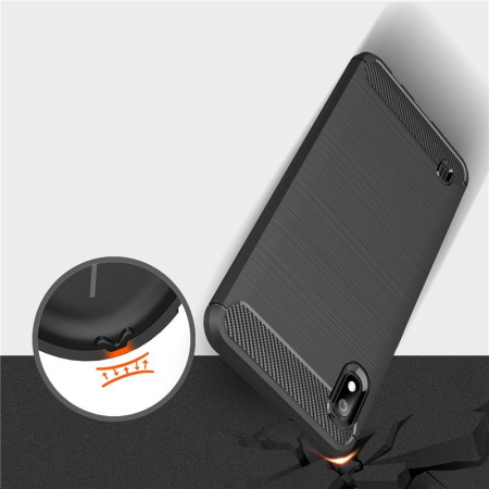 Husa Carbon Silicone pentru Samsung Galaxy A10, Negru [2]
