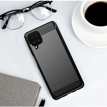 Husa Carbon Silicone pentru Samsung Galaxy A12, Negru [1]