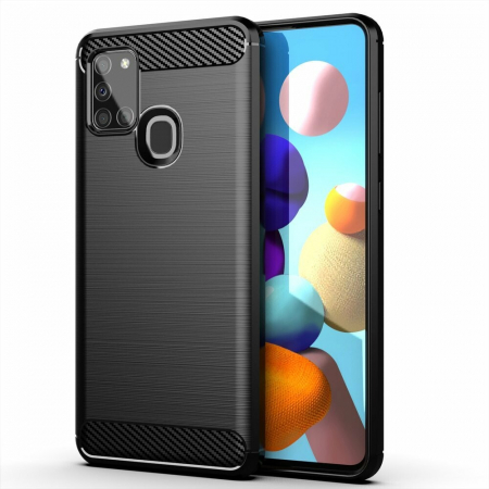 Galaxy A21s - Husa Carbon Silicone pentru Samsung Galaxy A21s, Negru