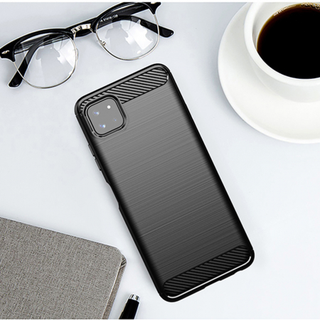 Husa Carbon Silicone pentru Samsung Galaxy A22 5G, Negru [5]