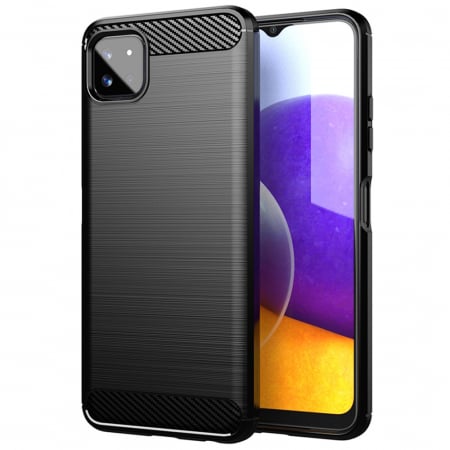 Galaxy A22 5G - Husa Carbon Silicone pentru Samsung Galaxy A22 5G, Negru