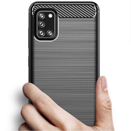 Husa Carbon Silicone pentru Samsung Galaxy A31, Negru [2]