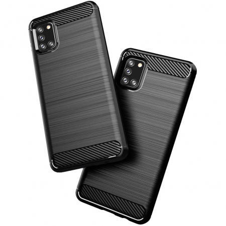 Husa Carbon Silicone pentru Samsung Galaxy A31, Negru [4]