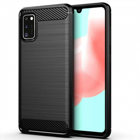 Galaxy A41 - Husa Carbon Silicone pentru Samsung Galaxy A41, Negru