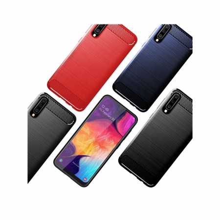 Husa Carbon Silicone pentru Samsung Galaxy A50, Negru [7]