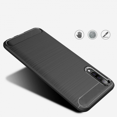 Husa Carbon Silicone pentru Samsung Galaxy A50, Negru [2]