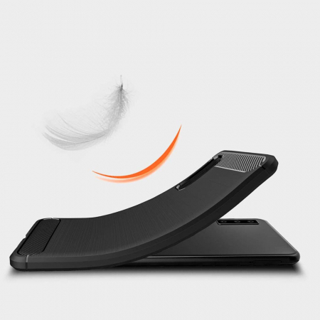 Husa Carbon Silicone pentru Samsung Galaxy A7 (2018), Negru [5]