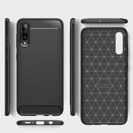 Husa Carbon Silicone pentru Samsung Galaxy A70, Negru [7]