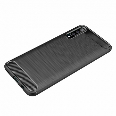 Husa Carbon Silicone pentru Samsung Galaxy A70, Negru [5]