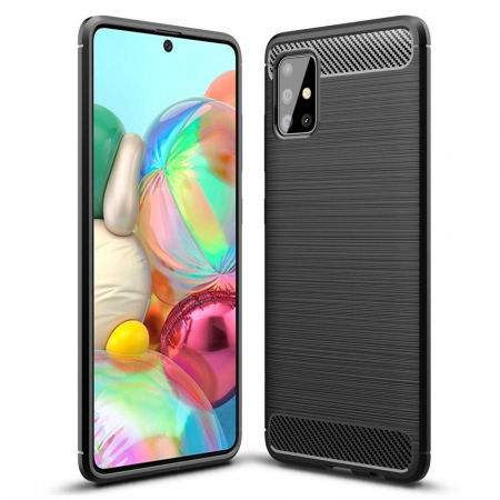 Galaxy A71 5G - Husa Carbon Silicone pentru Samsung Galaxy A71 5G, Negru