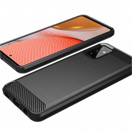 Husa Carbon Silicone pentru Samsung Galaxy A72 5G, Negru [1]