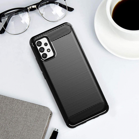 Husa Carbon Silicone pentru Samsung Galaxy A73 5G, Negru [5]