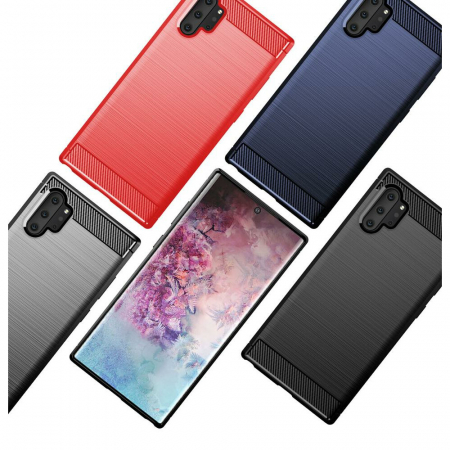 Husa Carbon Silicone pentru Samsung Galaxy Note 10 Plus, Negru [8]
