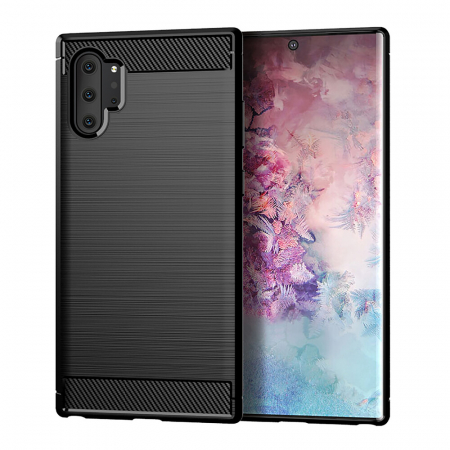 Husa Carbon Silicone pentru Samsung Galaxy Note 10 Plus, Negru [3]