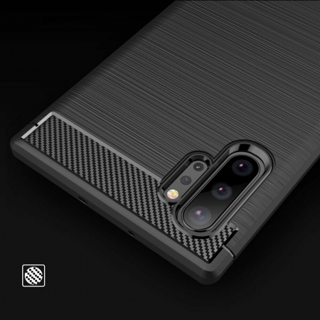 Husa Carbon Silicone pentru Samsung Galaxy Note 10 Plus, Negru [5]