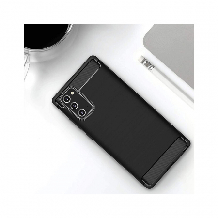 Husa Carbon Silicone pentru Samsung Galaxy Note 20, Negru [9]