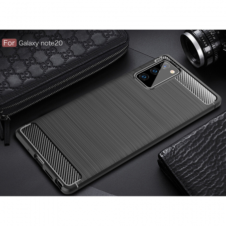 Husa Carbon Silicone pentru Samsung Galaxy Note 20, Negru [7]