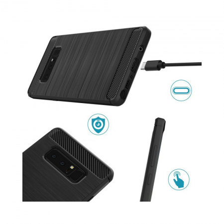 Husa Carbon Silicone pentru Samsung Galaxy Note 8, Negru [1]