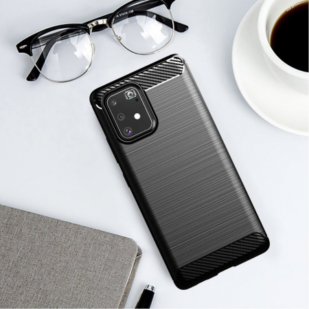 Husa Carbon Silicone pentru Samsung Galaxy S10 Lite, Negru [6]