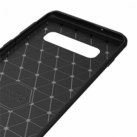 Husa Carbon Silicone pentru Samsung Galaxy S10, Negru [1]