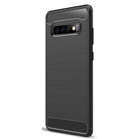 Husa Carbon Silicone pentru Samsung Galaxy S10+, Negru [3]
