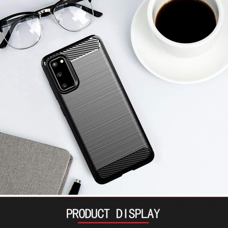 Husa Carbon Silicone pentru Samsung Galaxy S20, Negru [6]