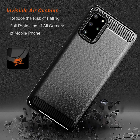 Husa Carbon Silicone pentru Samsung Galaxy S20 Plus, Negru [5]