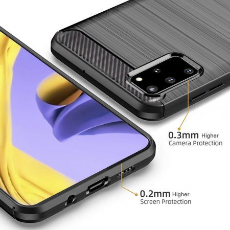 Husa Carbon Silicone pentru Samsung Galaxy S20 Plus, Negru [6]